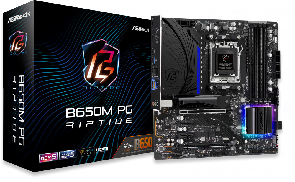 B650M PG RIPTIDE AM5 MicroATX Motherboard (DDR5)